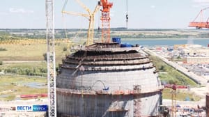 Вести-Курск На стройплощадке Курской АЭС-2 завершили бетонирование градирни и купола защитной оболочки