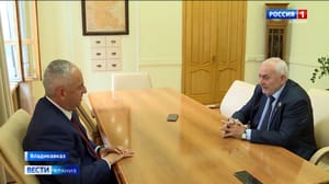 Вести. Алания Таймураз Тускаев провел рабочую встречу с председателем парламента Чеченской республики Шаидом Жамалдаевым